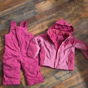 L.L. Bean Kids Pink Jacket & Overalls Set